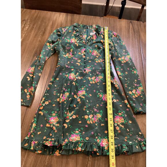 Vintage 60s Patricia Fair Mod Flower Power GoGo 70s flare paneled Mini Dress 7 S - Picture 10 of 14